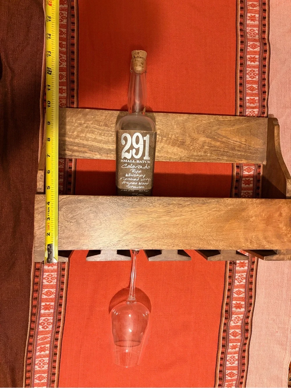 Wine glasses and bottle shelf